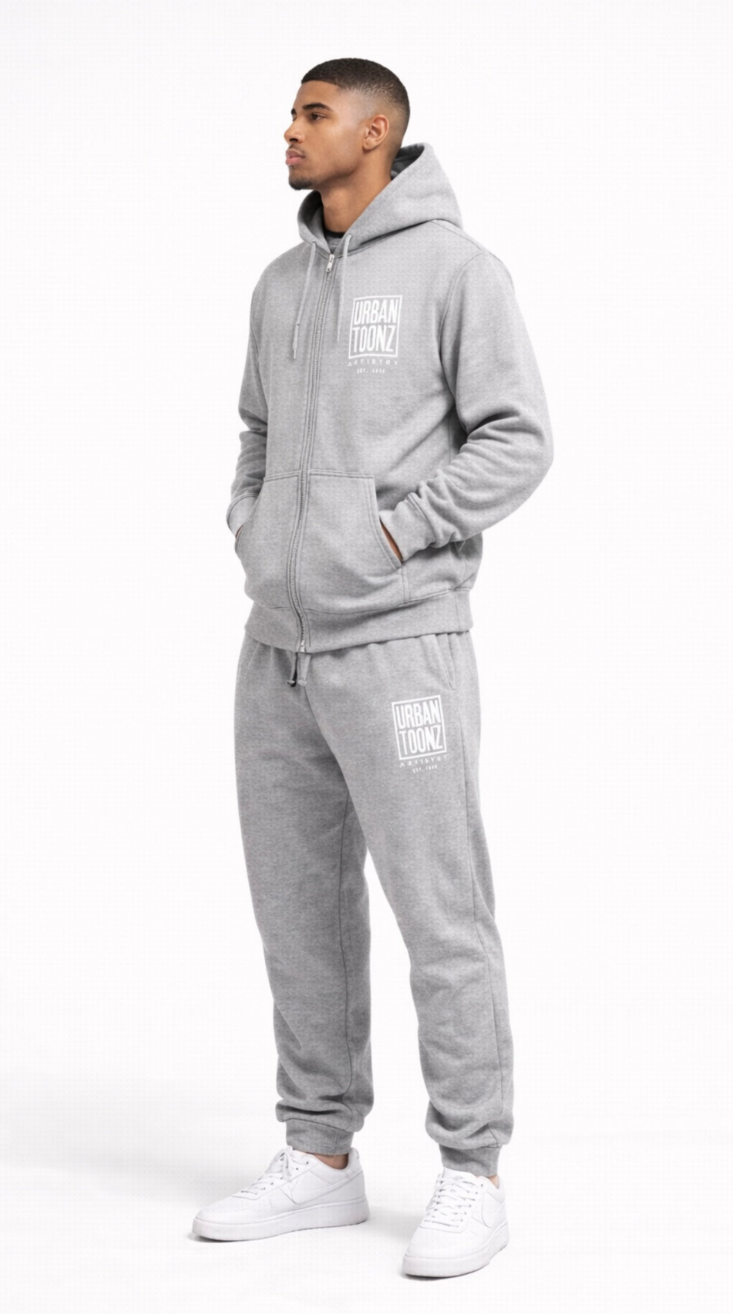 UrbanToonz Artistry™ Heather Grey Zip-Up Hoodie