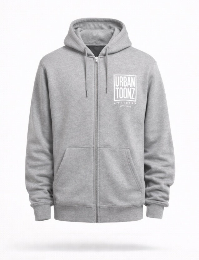 UrbanToonz Artistry™ Heather Grey Zip-Up Hoodie