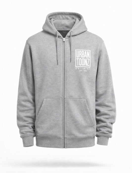 UrbanToonz Artistry™ Heather Grey Zip-Up Hoodie