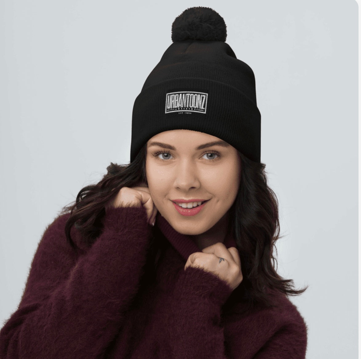 UrbanToonz Signature Pom Beanie – Black Edition