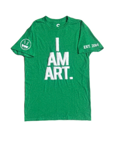 T-Shirt- I AM ART: Smiley (Money Green)